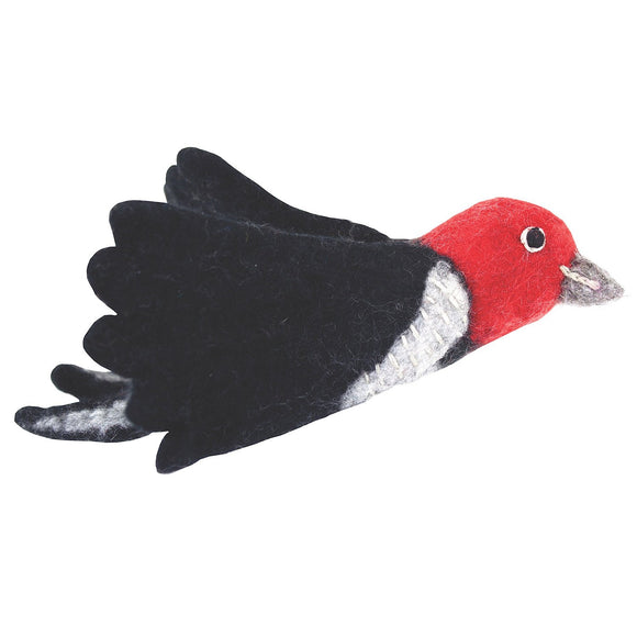 Felt Bird Garden Ornament - Woodpecker Handmade and Fair Trade