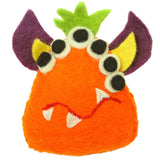 Hand Felted Orange Tooth Monster with Many Eyes Handmade and Fair Trade