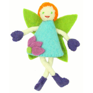 Hand Felted Tooth Fairy Pillow - Redhead with Blue Dress Handmade and Fair Trade