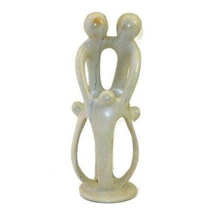 Natural 10-inch Tall Soapstone Family Sculpture - 2 Parents 3 Children Handmade and Fair Trade