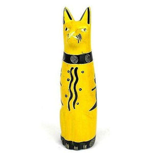 Handcrafted 5-inch Soapstone Sitting Cat Sculpture in Yellow Handmade and Fair Trade