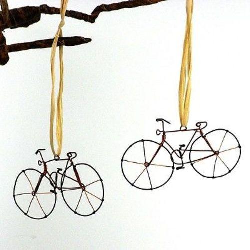 Set of Two Handmade Wire Bicycle Ornaments