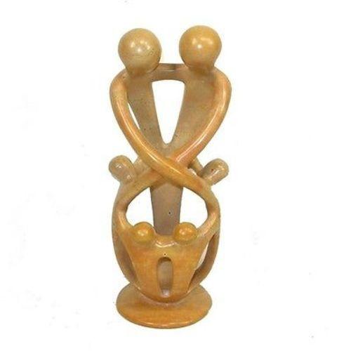 Natural 8-inch Tall Soapstone Family Sculpture - 2 Parents 4 Children Handmade and Fair Trade