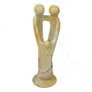 Natural 10-inch Tall Soapstone Family Sculpture - 2 Parents 1 Child Handmade and Fair Trade
