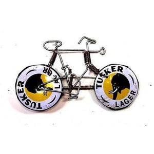 Wire Bicycle Pin with Tusker Wheels Handmade and Fair Trade