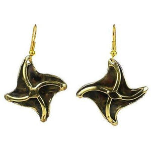 Brass Pinwheel Earrings Handmade and Fair Trade
