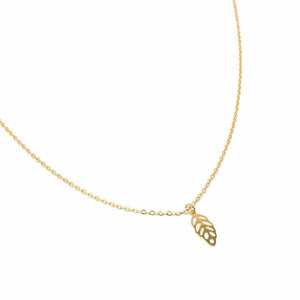 Necklace: 14k Gold Plated Leaf Pendant with Chain