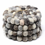 Hand Crafted Felt Ball Coasters from Nepal: 4 pack - Multiple Designs
