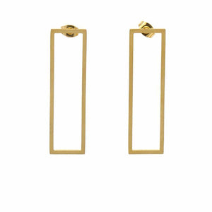 Earrings: 18k Gold Plated Stainless Steel Rectangle Studs