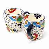 Rounded Mugs - Dots and Flowers, Set of Two