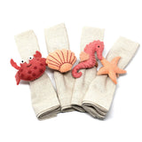 Hand-felted Seashore Napkin Rings, Set of Four Designs