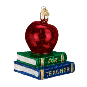 Hand-Blown Glass Christmas Ornament - Teacher's Apple