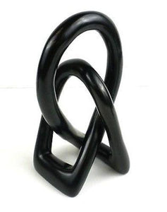 Natural Soapstone 6-inch Lover's Knot in Black Handmade and Fair Trade