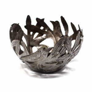 Decorative Metal Bowl with Birds