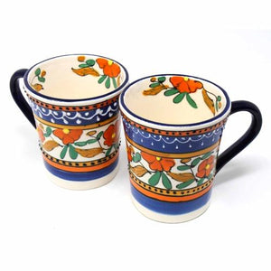 Flared Coffee Cups - Orange and Blue, Set of Two