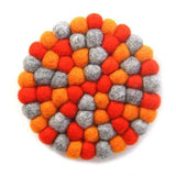 Hand Crafted Felt Ball Trivets from Nepal: Round - Multiple Designs