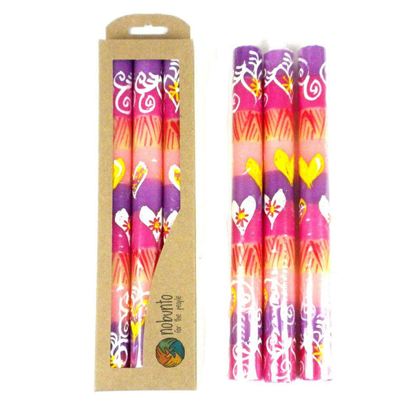 Hand Painted African Candles (three tapers) - Multiple Designs