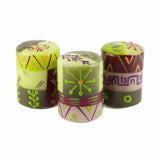 Hand Painted African Candles (box of three) - Multiple Designs